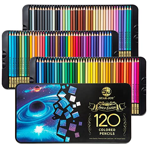 SJ STAR-JOY Gold Edition 120 Colored Pencils for Adult Coloring, Premier  Color Pencils for Layering Shading Blending, Holiday Gifts for Artist  Drawing, Oil Based Colored Pencils